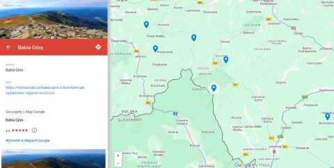 Góry z dzieckiem - mapa górskich szczytów online