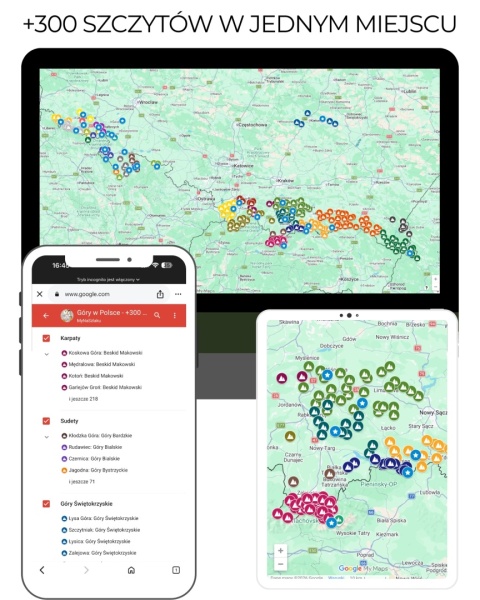 Interaktywna mapa górskich szczytów w Polsce